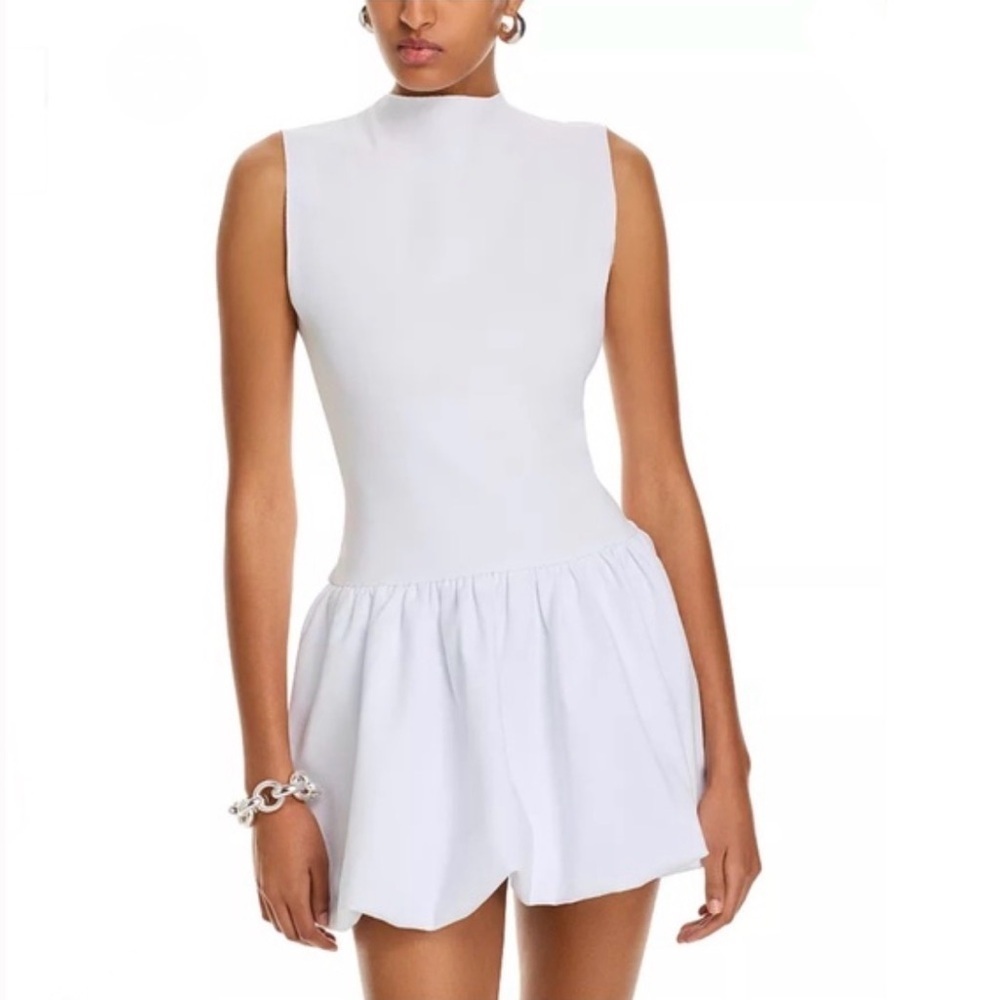 NWT AQUA Ponte Mock Neck Bubble Mini Dress - Picture 4 of 7